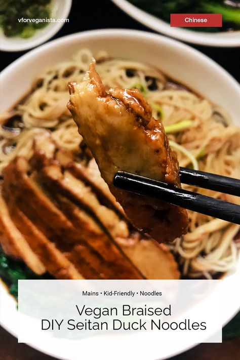 Vegan Duck Recipe, Vegan Duck, Duck Noodles, Vegan Seitan, Veggie Ideas, Vegan Chinese, Seitan Recipes, Oil Free Vegan Recipes, Vegan Noodles