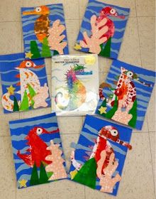 Eric Carle Seahorse Craft, Literature Inspired Art, Kusama Pumpkins, 1st Grade Art, Eric Carle Art, Eric Carle Activities, Make A Dinosaur, Steam Activity, Kindergarten Art Lessons