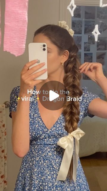 Dragontail Braid, Cute Hairstyles For Medium Hair Braids, Braids For Thick Hair, Fish Tail Hairstyles, Dragon Braid Tutorials, Dragon Braid Hairstyles, Voluminous Braid, Messy Braided Hairstyles, Dragon Braid