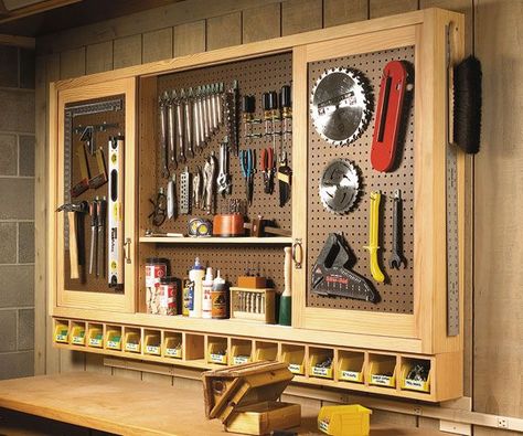 Cabinet Woodworking Plans, Garage Organize, Garage Work Bench, Workshop Organization, Garage Tools, Shop Storage, Shop Organization, Organizing Systems, Garage Workshop