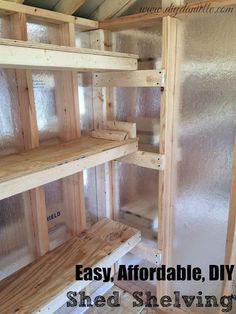 How to build DIY shed shelving easily and affordable. Shed Shelving, Diy Storage Shed, Clutter Solutions, Table Ikea, Shed Organization, Large Sheds, Woodworking Storage, Intarsia Woodworking, Shed Kits