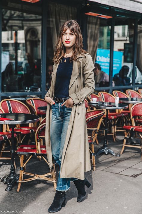 PFW Fall_2016 Jeanne Damas                                                                                                                                                                                 More French Beauty Standards, Jeanne Damas Style, Trenchcoat Outfit, French Outfits, French Capsule Wardrobe, Dress Like A Parisian, French Outfit, French Street, Jeanne Damas