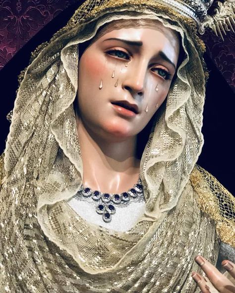 Vintage Virgin Mary Art, Mother Mary Makeup, Crying Mary, Vintage Core, Virgin Mary Art, Mother Mary Images, Virgin Mary Statue, Mary Statue, Our Lady Of Sorrows