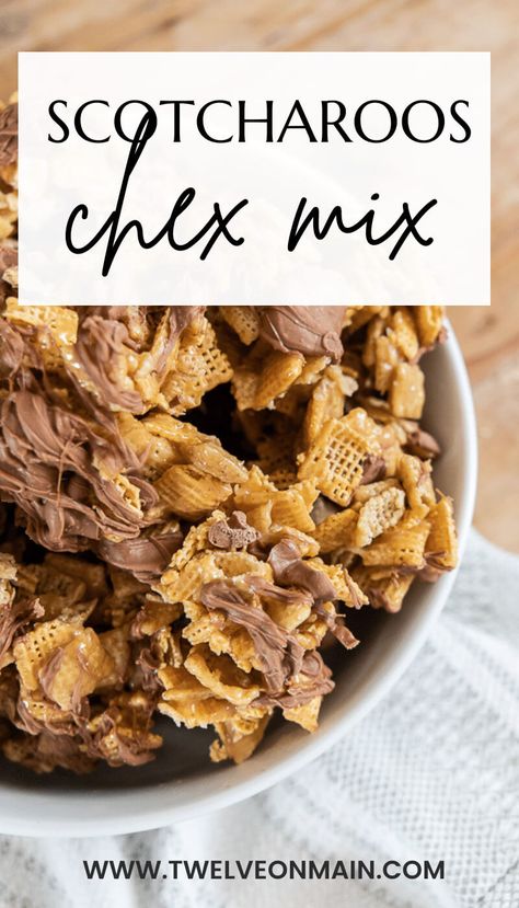 Crispix Snack Mix Recipe Sweet, Chex Mix Scotcheroos, Caramel Snack Mix Recipes, Chex Recipes Sweet, Sweet And Salty Recipes, Chocolate Chex Recipes, Cereal Snack Mix Recipes, Chex Mix Bars, Snack Mixes For A Crowd