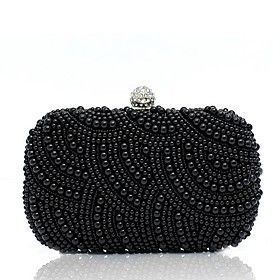 Sewing Beads, Bag Guess, Black Clutch Bags, Beaded Clutch Bag, Clutch Purse Black, Pearl Clutch, Clutch Bag Wedding, Bridal Handbags, Black Evening Bag