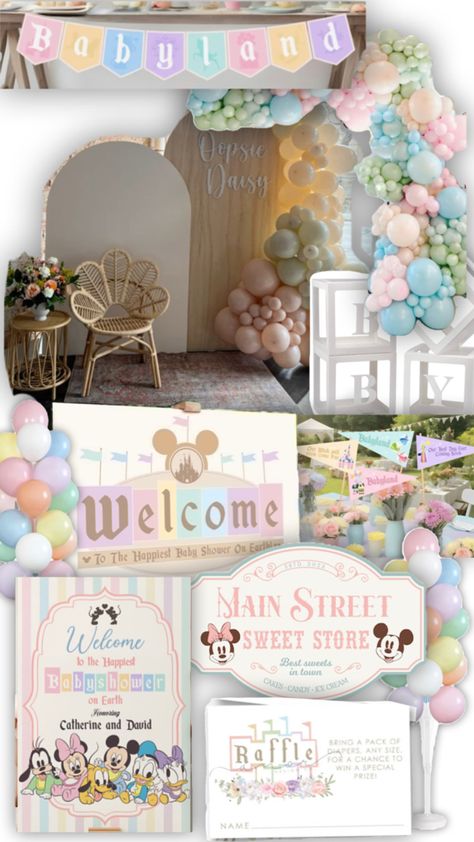 Disney Baby Shower Themes, Disneyland Birthday, Holiday Party Themes, Disney Birthday Party, Disney Baby Shower, Baby Shower Bbq, Baby Shower Inspiration, Disney Birthday, Baby Shower Activities