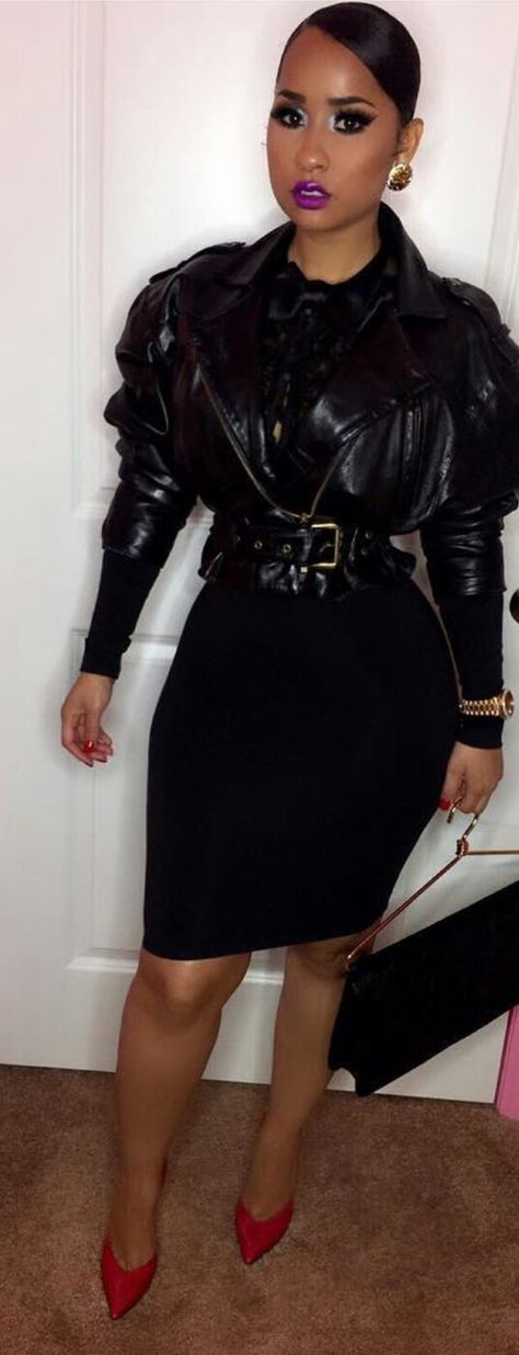 Tammy Rivera All Black Everything Outfit. Follow @lacedior  Pinterest. Tammy Rivera Outfits, Tammy Rivera, Cat Outfit, Monochromatic Fashion, Well Dressed Women, Glam Outfit, Queen Fashion, Mommy Style, Pink Cat