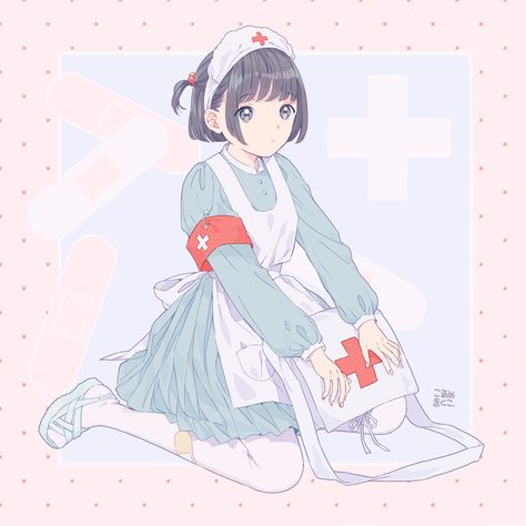 Anime Nurse Cute, Nurse Anime Art, Anime Nurse Outfit, Nurse Oc Art, Anime Nurse, Hospitalcore Aesthetic, Nurse Drawing, October Art, Nurse Aesthetic