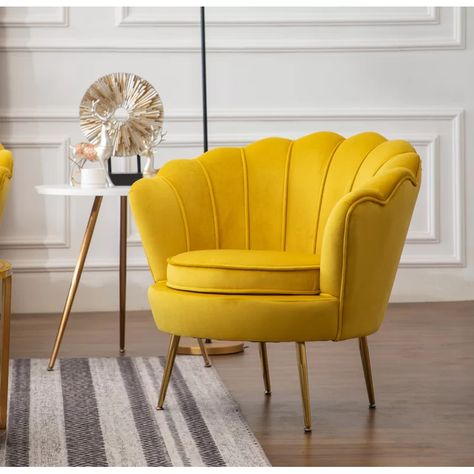 Velvet Barrel Chair, Future Furniture, Statement Chair, Sofa Santai, Yellow Furniture, Bedroom Frames, Living Room Furniture Styles, Yellow Chair, Lake Norman