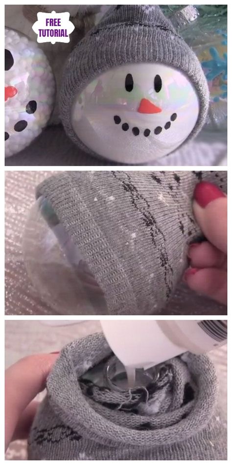 Snowman Tutorial, Diy Christmas Snowman, Sock Snowman Craft, Christmas Tutorial, Clear Christmas Ornaments, Odd Socks, Sock Snowman, Diy Christmas Ornaments Easy, For Christmas