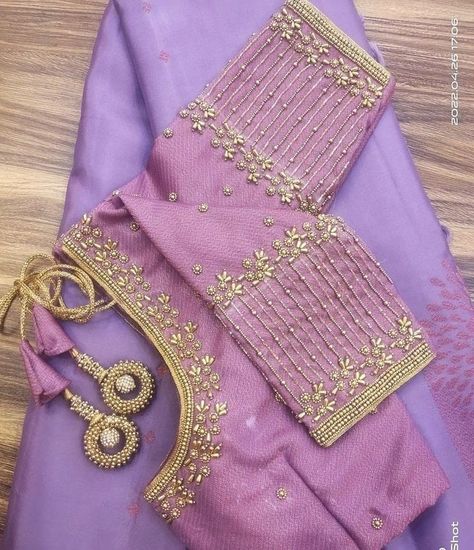 Latest Bridal Blouse Designs Pattern, Latest Ariya Work Blouse Design, New Maggam Work Blouse Designs 2020, Fancy Aari Work Blouse Designs, Purple Blouse Designs For Saree, Trendy Aari Work Blouse Designs, Aariwork Blouse Designs, Aari Work Blouse Wedding, Blouse Aari Work Design