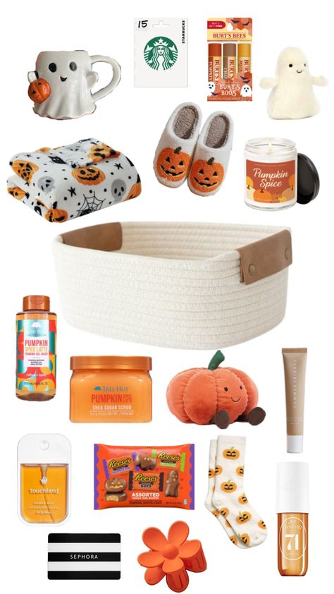 Boo Basket Ideas For Best Friend, Boo Basket Ideas, Fall Gift Baskets, Pumpkin Tree, Boo Basket, Pumpkin Latte, Pumpkin Pecan, Tree Hut, Vanilla Sugar