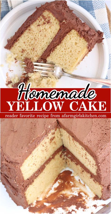 Moist Yellow Cake Recipe Chocolate Yellow Cake Recipe, Old Fashion Yellow Cake With Fudge Icing, Yellow Butter Cake Recipe Moist, Scratch Cake Recipes, Home Made Cake Recipes, Homemade Cake Recipes From Scratch, Moist Yellow Cake Recipe, Best Yellow Cake Recipe, Scratch Yellow Cake Recipe