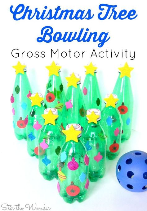 Christmas Tree Bowling is a great game to play at your next kids' holiday party! It's the perfect game to ecourage movement at the classroom, homeschool co-op or family party! Preschool Christmas Party, Preschool Christmas Activities, Classroom Homeschool, Gross Motor Activity, Holiday Party Kids, Christmas Games For Kids, Game To Play, Christmas Games For Family, Christmas Carnival