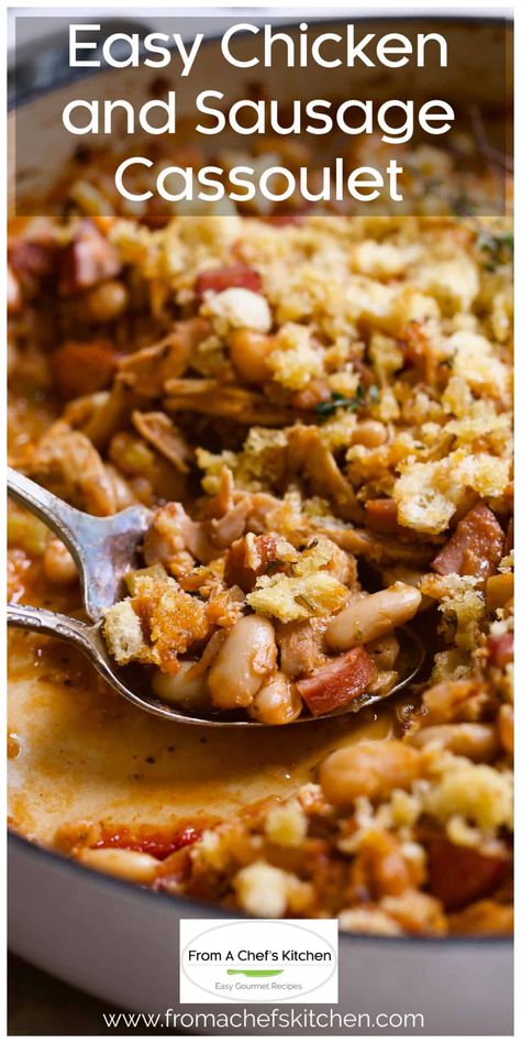 Cassoulet Recipe Easy, Chicken Cassoulet Recipe, French Cassoulet Recipe, Sausage Cassoulet, Roasted Cabbage Steaks, Chicken And Sausage, Braised Cabbage, Roasted Cabbage, Summer Corn