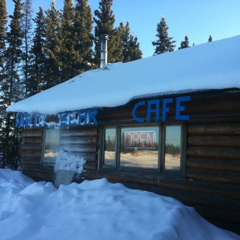 White Bear Cafe, Tok, Alaska. One of two restaurants open in Tok in the winter. Alaska Town, Igloo Hotel Northern Lights, Homer Spit Alaska, Seward Alaska Restaurants, Bering Strait, North To Alaska, Alyeska Resort Alaska, Arctic Ocean, American Continent