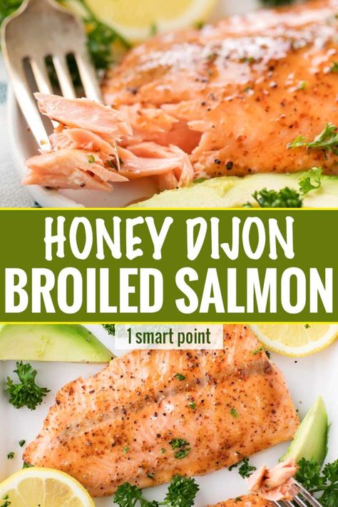 Weight Watchers Salmon, Salmon Filets, Chunky Chef, Ww Recipe, Garlic Butter Salmon, Broiled Salmon, Seafood Entrees, Honey Dijon, Healthy Salmon