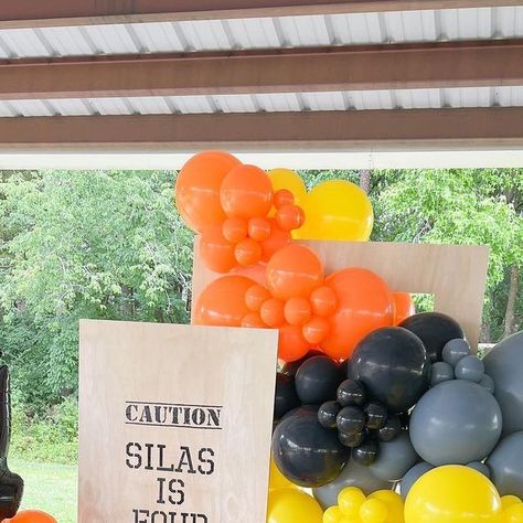 CAUTION 🚧 FOUR YEAR OLD AHEAD!! . . . #constructionbirthday #littleboysbirthday #dumptruckparty #constructionballoons #fouryearoldparty #cl... Dump Truck Party, Construction Birthday, Two Year Olds, May 22, Year Old, Ginger, Balloons, Birthday, On Instagram