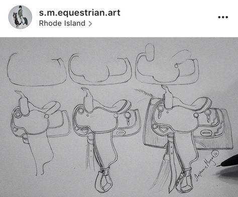 Horse With Saddle Drawing, Saddle Drawing Reference, Saddle Drawing Easy, How To Draw A Saddle, Western Saddle Drawing, Horse Saddle Drawing, Realistic Horse Sketch, Saddle Sketch, Saddle Drawing