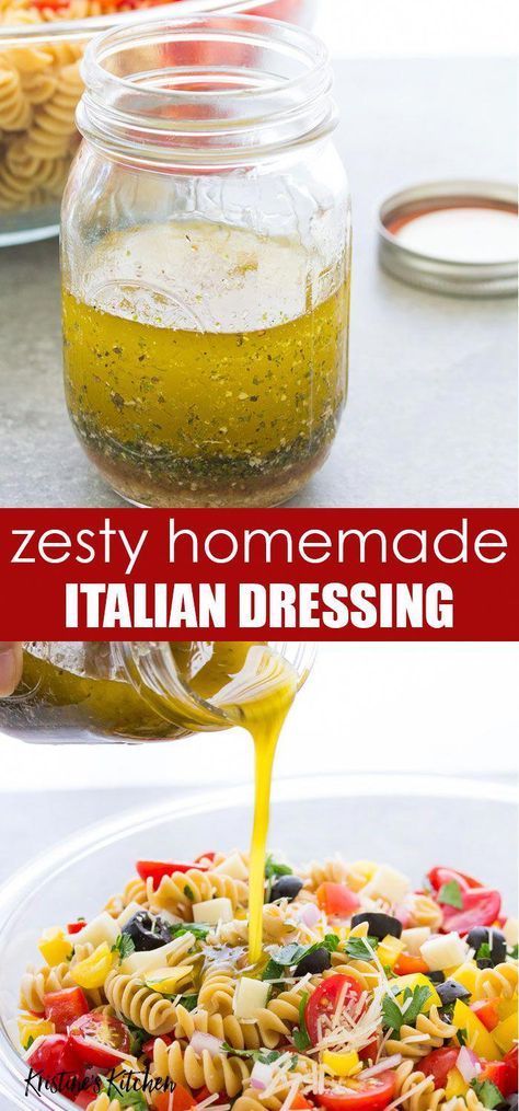 Easy Italian Dressing Recipe, Healthy Italian Salad, Easy Italian Dressing, Italian Salad Dressing Homemade, Italian Dressing Recipe, Healthy Dressing Recipes, Diy Dressing, Italian Dressing Recipes, Easy Salad Dressing Recipes