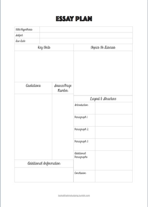 Download my first printable ‘Essay Plan’ for free on Google Docs, here Use it to plan any of your essays, including quotations, page numbers, layout and a list of topics to include and discuss.  (I’ve... Essay Layout, Analytical Essay, Essay Planner, Essay Plan, Writing Support, Expository Essay, Open University, Best Essay Writing Service, Study Project