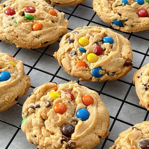 Peanut Butter M And M Cookies, Peanut Butter M M Cookies Recipe, Peanut M&m Cookies Recipes, Peanut Butter M&m Cookies, Peanut Butter Cookies With M&ms, Triple Peanut Butter Monster Cookies, Soft Chewy Peanut Butter Cookies, M M Cookies, Classic Peanut Butter Cookies