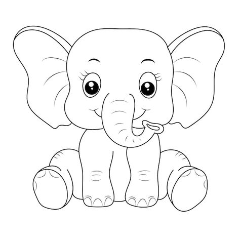 Elephant Coloring Pages Free Printable, Elephant Outline, Elephant Coloring, Recuerdos Primera Comunion Ideas, Elephant Printable, Baby Coloring Pages, Elephant Coloring Page, Elephant Colour, White Cartoon