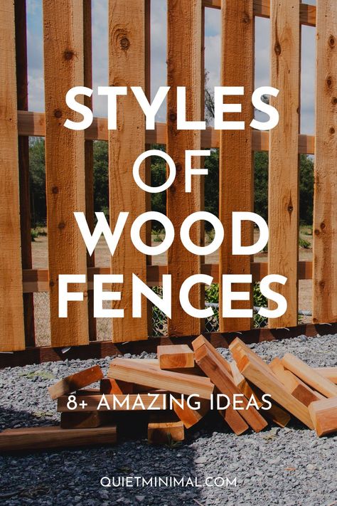 different style wood fences Front Yard Wood Fence Ideas, Minimal Fence Design, Home Fence Design, Modern Picket Fence Ideas, Wooden Picket Fence Ideas, Outdoor Wooden Fence Ideas, Diy Picket Fence Ideas, Decorative Wood Fence Ideas, Short Fence Ideas Backyards