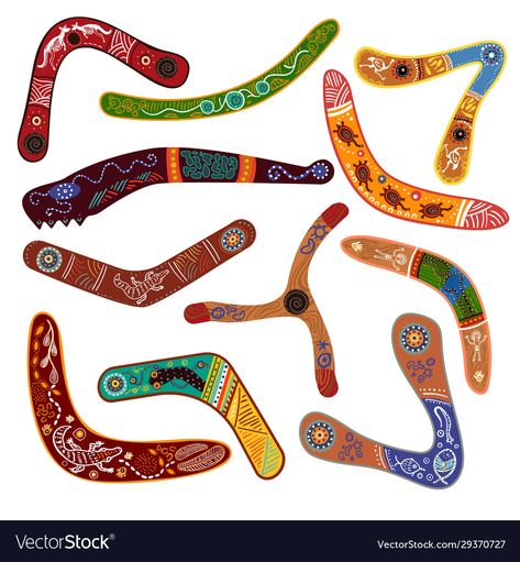 Australian Boomerangs, Kids Sports Crafts, Illustration Traditional, Ad Illustration, Illustration Flat, Boomerangs, Flat Style, Aboriginal Art, World Art