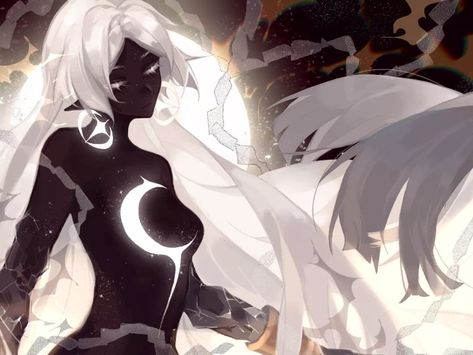 Lunar Powers Aesthetic, Female Character Art White Hair, Moon Goddess Design, Anime Moon Goddess, Takiyasha Hime, Luna Anime, Moon Goddess Art, Moon Oc, Anime Moon