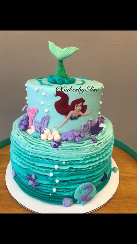 Swimming Cake, Little Mermaid Birthday Cake, Mermaid Birthday Cake, Little Mermaid Cake, Ariel Cake, Friends Birthday Cake, Ariel Birthday Party, Little Mermaid Cakes, 5th Birthday Cake