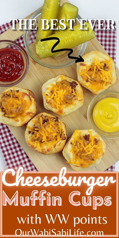 Cheeseburger Cups, Cheeseburger Muffins, Muffin Cups Recipes, Mini Cheeseburger, Juicy Burger, Muffin Tin Recipes, Muffin Cups, Ww Recipes, Family Friendly Meals