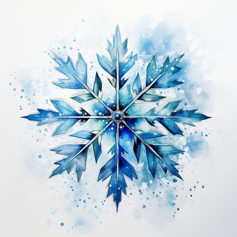 Doodle Watercolor Art, Snowflakes Watercolor, Snowflake Painting, Snowflake Watercolor, Watercolor Snowflakes, Painting Snowflakes, Snowflake Art, Intricate Snowflake, Snowflakes Art