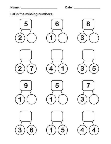 Number Bonds Kindergarten, Number Bonds Worksheets, Winter Math Worksheets, Number Bonds To 10, Number Worksheets Kindergarten, 20 Number, Number Bond, Kindergarten Worksheets Free Printables, Worksheets Kindergarten