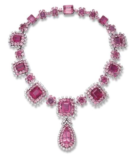 Platinum Necklace, Ruby And Diamond Necklace, The Bling Ring, Pink Stones, Rubellite Tourmaline, David Webb, Tourmaline Pendant, Tourmaline Jewelry, Pink Topaz