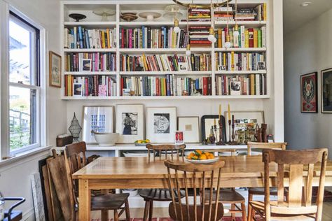 Remodelista Kitchen, Practical Magic House, Kitchen Bookshelf, Dining Room Light, Counter Seating, The Dining Room, Practical Magic, Minimalist Kitchen, New Release