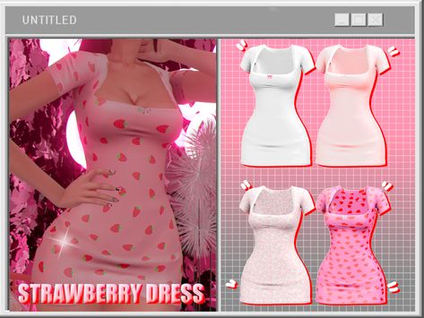 *：・ﾟ✧STRAWBERRY DRESS"✧・ﾟ： | Unknown66irl on Patreon Cinnamon Roll Sanrio Sims 4 Cc, Sims 4 Coquette, The Sims 4 Pack, Sim4 Cc, Cc Clothing, Sims 4 Cheats, Alpha Cc, Sims 4 Tsr, Sims 4 Cas Mods