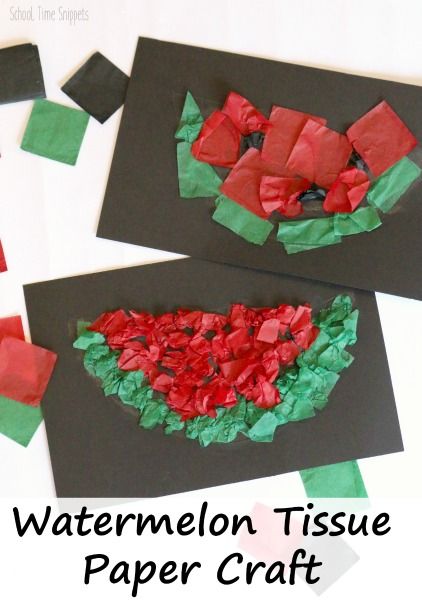 Tissue Craft, Paper Watermelon, Kids Crafts Summertime, Watermelon Craft, Summer Crafts For Toddlers, Vegetable Crafts, Summer Preschool Crafts, June Crafts, Watermelon Crafts