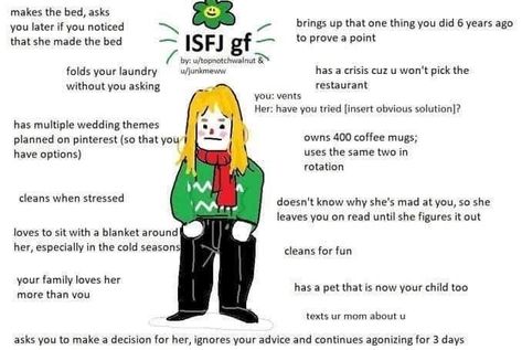 Isfj Girlfriend, Mbti Functions, Isfj Personality, Introverted Sensing, Type Of Girlfriend, Gf Memes, Myers Briggs Personality Types, Myers Briggs Personalities, People Skills