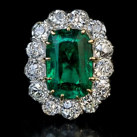 Emerald Diamond Engagement Ring, Russian Ring, Ural Mountains, Emerald Ring Engagement Diamond, Victorian Engagement Rings, Antique Engagement Ring, Diamond Cluster Engagement Ring, Platinum Diamond Engagement Rings, Elegant Engagement Rings