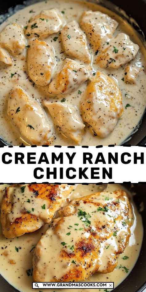 This creamy ranch chicken is the ultimate weeknight dinner! Juicy chicken cooked in a rich, creamy ranch sauce makes for a quick, flavorful meal that the whole family will love. Creamy Ranch Sauce, Beef Birria Recipe, Creamy Ranch Chicken, Ranch Sauce, Dinner Ideas Recipes, Delicious Dinner Ideas, Creamy Ranch, Flavorful Meals, Flavorful Dinner