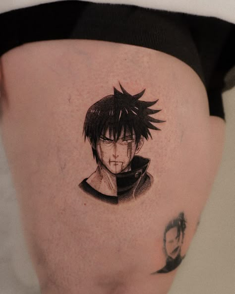 Toji X Megumi Custom Split Face Tattoo #toji #tojifushiguro #megumi #megumifushiguro #jjk #jujutsukaisen #jjktattoo #jujutsukaisentattoo #animetattoogermany Megumi Tattoo Ideas, Fruit Basket Tattoo, Toji Tattoo, Split Face Tattoo, Megumi Tattoo, Toji X Megumi, Jjk Tattoo, Manga Tattoo, Tattoo Collection