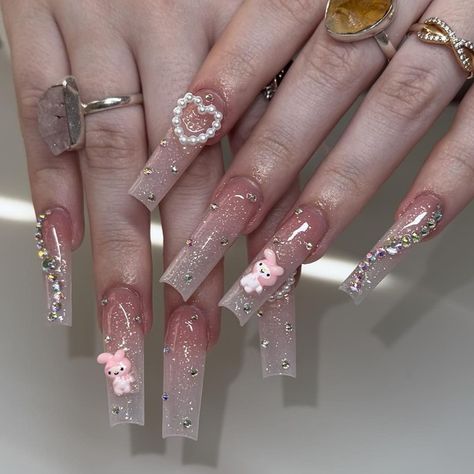 Grunge Nails, Colored Acrylic Nails, Quinceanera Ideas, Dope Nail Designs, Soft Nails, Unique Acrylic Nails, Top Nail, Kawaii Nails, Pink Acrylic Nails