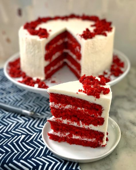 Grandma Pheifer’s Red Velvet Cake with Heritage Frosting Red Velvet Cake Ingredients, Red Velvet Frosting, Red Velvet Recipes, Make Cream Cheese, Homemade Frosting, Chocolate Sprinkles, Frosting Recipe, Never Go Back, Box Cake Mix