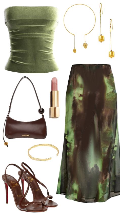 Chic NonBasic Outfit Inspo💄✨️ Olive Green Aesthetic Outfit, Green Classy Outfit, Green Outfits Aesthetic, Bday Party Outfit, Green Top Outfit, Olive Green Outfit, Semi Casual Outfit, Green Outfits, Semi Casual