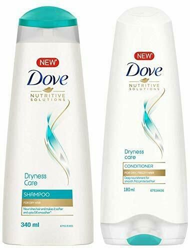 Dove Dryness Care Shampoo - 340ml and dryness care Conditioner - 180ml This product data sheet is originally written in English. Dove Dryness Care Shampoo - 340ml and Dryness Care Conditioner - 180ml Product Details: * Brand : Dove * Type : Shampoo & Conditioner * Styling Effect : Smooth * Hair Type : All * Ingredients : Water, Sodium Laureth Sulfate, Dimethiconol and Trideceth-10 and TEA-Dodecylbenzenesulfonate, Cocamidopropyl Betaine, Sodium Chloride, Perfume, Glycerin, Glycol Distearate, Carbomer, Sodium Hydroxide, * Product Line : Dove Dryness Care Shampoo & Conditioner * Features : Damage-Free * Size : 340ml + 180ml * Active Ingredients : Water, Sodium Laureth Sulfate * Volume : 11.50 + 6.08 fl oz * MPN : Does not apply * Country of Origin : India * Country/Region of Manufacture : Ind Best Hair Shampoo And Conditioner, Best Hair Shampoo, Conditioner For Dry Hair, Bouncy Hair, Hair Cleanse, Nourishing Shampoo, Itchy Scalp, Moisturizing Conditioner, Dry Scalp