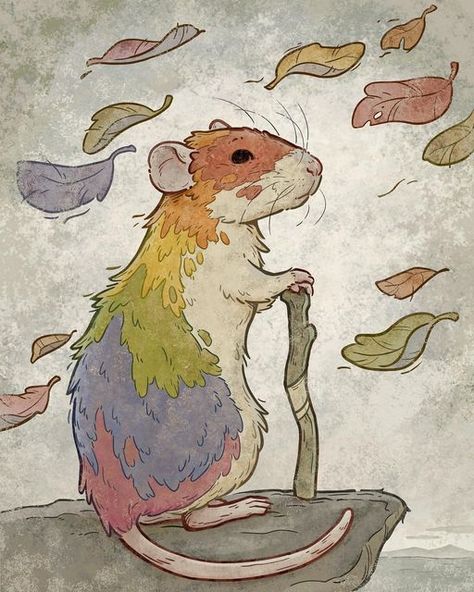 Rat Art Cute, Baby Rat, Rat Art, Moody Art, Cute Rats, Digital Drawings, Arte Animal, Cute Animal Drawings, Rodents