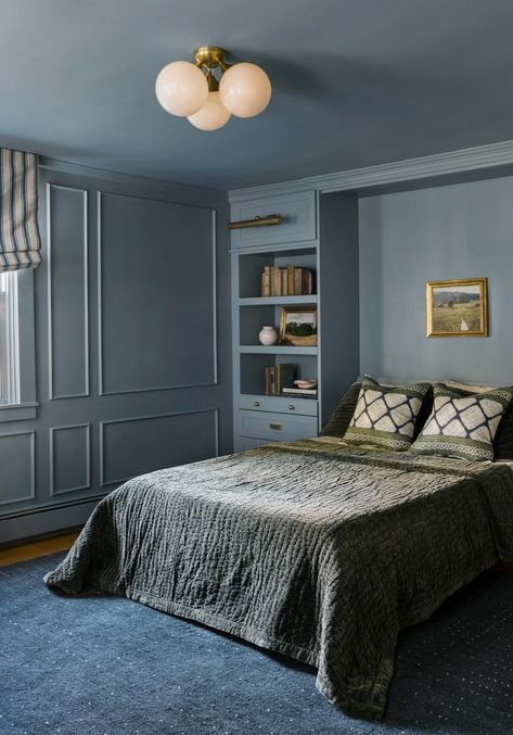 11 Best Moody and Romantic Bedroom Paint Colors | Our Aesthetic Abode Moody Blue Sherwin Williams Bedroom, Benjamin Moore Andes Summit, Misty Sherwin Williams Bedroom, Smoky Blue Sherwin Williams Bedroom, Romantic Bedroom Colors Paint, Waterloo Sherwin Williams Bedroom, Master Bed And Bath Paint Colors, Masculine Bedroom Paint Colors, Primary Bedroom Color Palettes