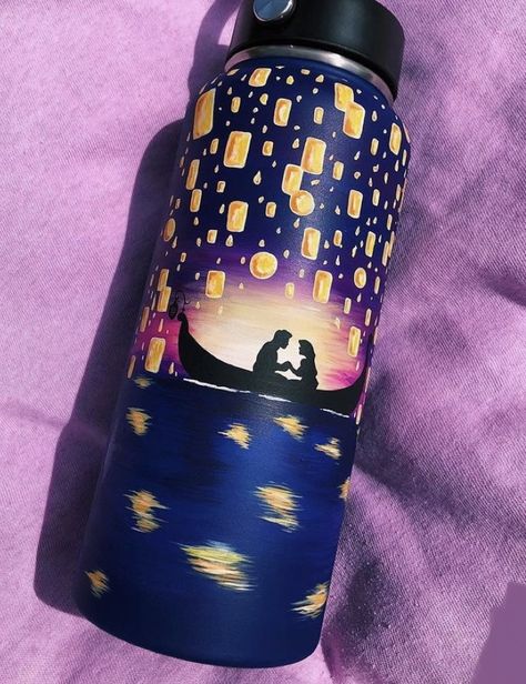 Hydroflask Painting, Cute Hydroflask, Hydro Painting, Painted Flask, Flask Art, Custom Hydro Flask, Water Bottle Art, Hydro Flask Bottle, Flask Design