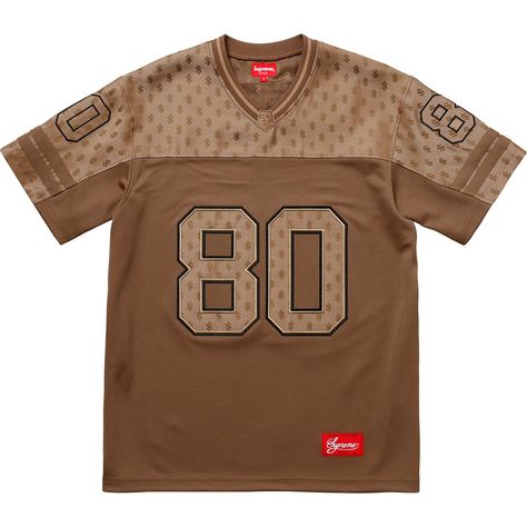 Men's Supreme Monogram Football Jersey in Brown Ahs Fashion, Supreme Streetwear, Football Jersey Outfit, Brown Tee, Brand Ideas, Brown Tshirt, Jersey Outfit, Streetwear Men, Vintage Jerseys